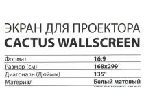 Экран Cactus Wallscreen CS-PSW-168x299 (135 , 16:9, 168x299см, Matte White)