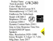 23.8 ЖК монитор BenQ GW2480 Black (LCD, 1920x1080, D-Sub, HDMI, DP)