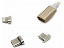 Кабель USB 2.0 AM--  съёмный магнитный micro-B/USB-C/Lightning, 1м