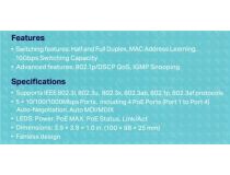 TP-LINK TL-SG1005P 5-Port Gigabit Desktop Switch (1UTP 1000Mbps+ 4UTP 1000Mbps PoE)