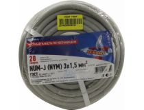 Кабель силовой, NUM-J (NYM) 3x1.5мм2 бухта 20м Rexant 01-8704-20 