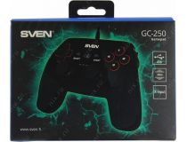 Геймпад SVEN GC-250 Black (Vibration, 10кн., 4поз.перекл., 2мини-джойстика, USB)