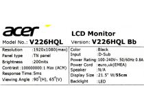 21.5 ЖК монитор Acer UM.WV6EE.B08 V226HQLBb  Black (LCD, 1920x1080, D-Sub)