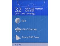 31.5 ЖК монитор PHILIPS 328P6AUBREB/00 с поворотом экрана (LCD, 2560x1440, D-Sub, HDMI, DP, USB3.0 Hub)