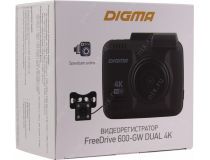 Digma FreeDrive 600-GW DUAL 4K  Black  (2xCam,2880х2160/720x480,150°, LCD2.4 ,GPS,G-sens,microSDHC,USB,мик,Li-Ion)