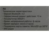 Наушники с микрофоном HARPER HB-217 Black (Bluetooth, FM, microSD, с регулятором громкости)