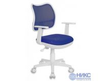 Кресло детское Бюрократ CH-W797/BL/TW-10 спинка сетка синий сиденье синий TW-10 колеса белый/синий (пластик белый)