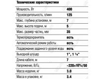 ЗУБР Мастер НПГ-М1-400 Насос погружной для грязной воды (400Вт, 125л/мин, 5м, шнур 7м)