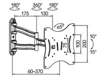 Kromax TECHNO-3 Grey Titan  Универсальное поворотное крепление(VESA75/100/200x100/200, 20кг)