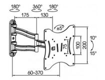 Kromax TECHNO-3 White Универсальное поворотное крепление (VESA75/100/200x100/200, 20кг)