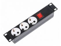 ЦМО  БР-3П-10-9005 Блок силовых розеток 10”, чёрный, 1U, 3 евророзетки, вход IEC-320-C14