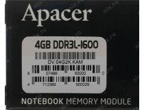Apacer AS04GFA60CATBGJ DDR3 SODIMM 4Gb PC3-12800  CL11 (for NoteBook)