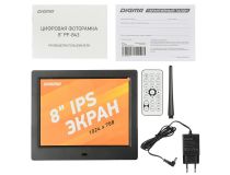 Digital Photo Frame Digma PF-843 Black цифр. фоторамка (MP3/WMA/MPEG4/JPEG, 8 LCD,1024x768, SD/MMC, USB2.0, ПДУ)