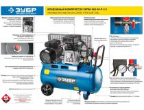  ЗКПМ-360-50-Р-2.2 Компрессор воздушный ременной, 360 л/мин, 50 л, 2200 Вт, ЗУБР