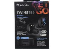 Наушники с микрофоном Defender Twins 639 (Bluetooth 5.0, PowerBank) 63639 