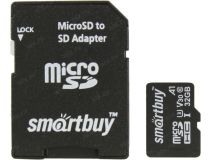 SmartBuy SB32GBSDU1A-AD microSDHC 32Gb UHS-I U3 A1 V30 + microSD-- SD Adapter