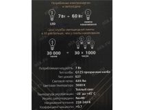 Smartbuy SBL-G125Art-7-30K-E27 (E27, 420 люмен, 3000К, 7Вт, 220-240В)