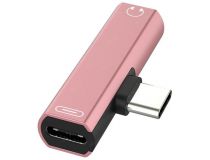 Greenconnect GCR-52245 GCR Переходник USB Type C  3.5mm mini jack + TypeC, розовый