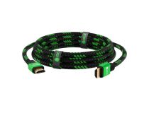 Greenconnect GCR-52210 Кабель 1.5m HDMI 2.0, BICOLOR нейлон, AL корпус зеленый, HDR 4:2:2, Ultra HD,4K, 28AWG