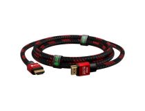Greenconnect GCR-52289 Кабель 0.3m HDMI вер.2.0, HDR 4:2:2, Ultra HD,4K тройной экран, BICOLOR нейлон,AL корпус красный