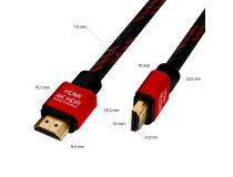 Greenconnect GCR-52289 Кабель 0.3m HDMI вер.2.0, HDR 4:2:2, Ultra HD,4K тройной экран, BICOLOR нейлон,AL корпус красный