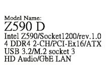 GIGABYTE Z590 D (RTL) LGA1200 Z590 3xPCI-E DP GbLAN SATA RAID ATX 4DDR4