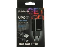 Defender UPC-21 83581 Зарядное устройство USB (Вых.DC5V, 2xUSB 10.5W, кабель microUSB)