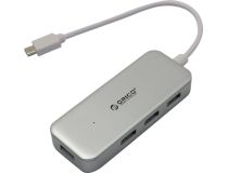 Orico TC4U-U3-SV 4-Port Hub, USB3.0, подкл. USB-C