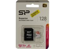Silicon Power SP128GBSTXDV3V20SP microSDXC Memory Card 128Gb UHS-I U3 V30 A1 + microSD-- SD Adapter