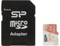 Silicon Power SP064GBSTXDV3V20SP microSDXC Memory Card 64Gb UHS-I U3 V30 A1 + microSD-- SD Adapter