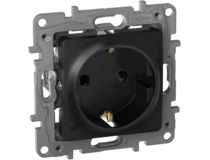 Legrand 672622 Розетка 2К+З со шторками, немецкий стандарт, винтовые зажимы, 16А, 250В~, Etika, антрацит
