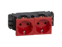 Legrand 77612 Mosaic Розетка 4М 2х2К+З нем. ст., красн.