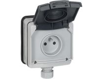 Legrand 090466 PLEXO Розетка с заземлением наружная серая IP66 (90466) (090466)