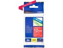 Brother TZE435 Наклейка ламинированная TZE-435, 12-мм, белый на красном фоне, 8 м.