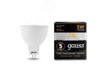 GAUSS 101505105-D Лампа светодиодная LED 5 Вт 500 Лм 3000К теплая GU5.3 MR16 диммируемая Black Gauss (101505105-D)