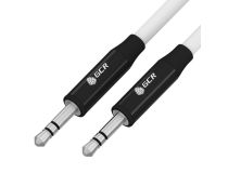 Greenconnect GCR-53495 Кабель 1.0m аудио jack 3.5mm/jack 3.5mm белый, AL case черный, M/M,