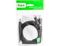 Greenconnect GCR-51723 Кабель-переходник аудио 1.0m jack 3,5mm , 2 х RCA , черный, M/M,