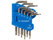 Зубр 27477-H8 Набор ключей имбусовых ЗУБР ЭКСПЕРТ МИНИ для точных работ, Cr-V,TORX T5-T20,с отв,для защ креп,8шт