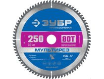 Зубр 36907-250-30-80 ЗУБР Мультирез 250 x 30мм 80Т, диск пильный по алюминию