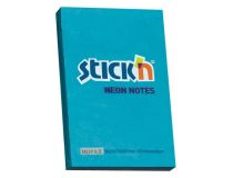 Блок самоклеящийся бумажный Stick`n 21207 51x76мм 100лист. 70г/м2 неон голубой