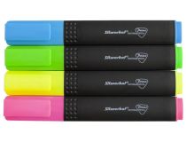 Набор текстовыделителей Silwerhof Prime+ скошенный пиш. наконечник 1-4мм 4цв. ассорти/голубой (4шт.)