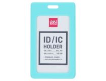 8317BLUE Бейдж для пропуска Deli 8317 l-blue 54х89мм вертикальный без крепления силикон голубой