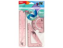 Набор для чертежей Deli EH22 корпус ассорти пластик в компл.:линейка 20см/транспортир/угольник