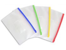 Папка на молнии ZIP Бюрократ -BPM6A/1 полипропилен 0.15мм карм.для визит. цвет молнии ассорти Travel формат