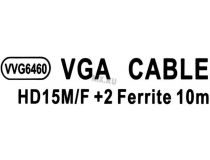 VCOM VVG6460-10м Кабель удлинительный монитор - SVGA card (15M -15F) 10м 2 фильтра