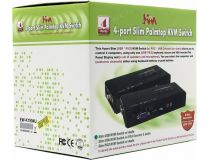 MultiCo EW-K1904U 4-port Slim KVM Switch with Cable(клавиатураUSB+мышьUSB+VGA15F+Audio+Mic)